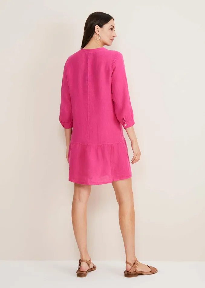 Women Phase Eight Day Dresses Penele Linen Swing Dress Magenta