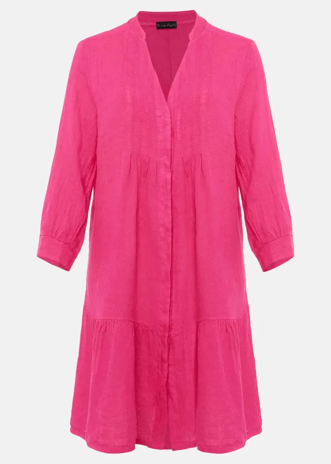 Women Phase Eight Day Dresses Penele Linen Swing Dress Magenta