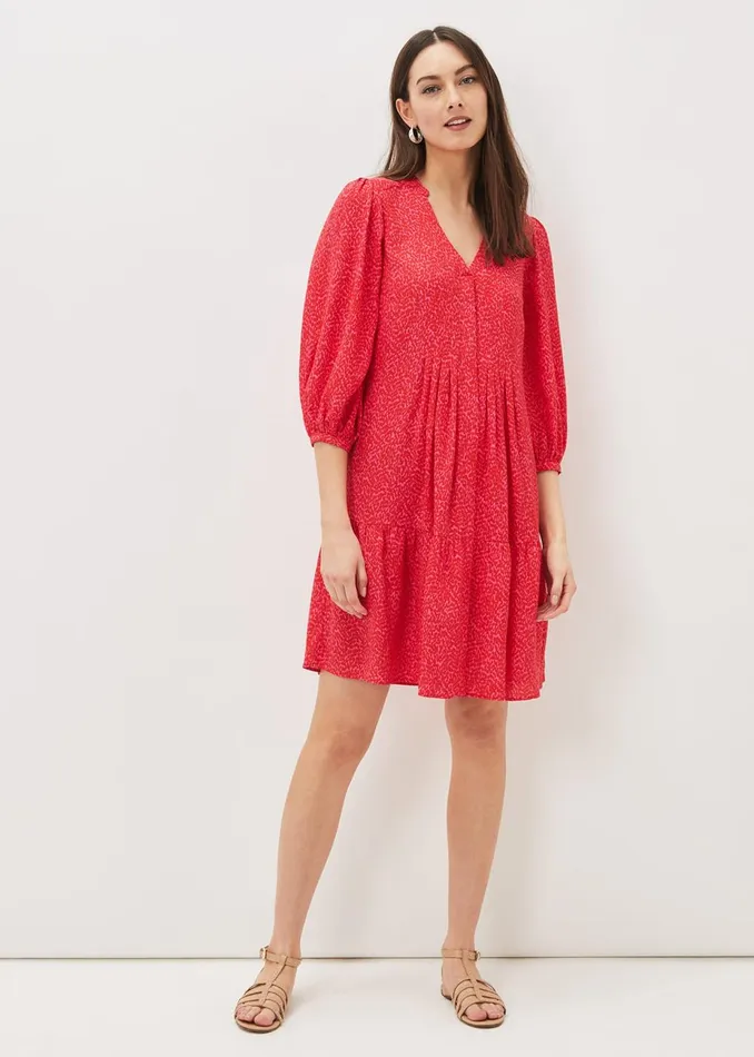 Women Phase Eight Day Dresses Penele Print Swing Dress Pinkred