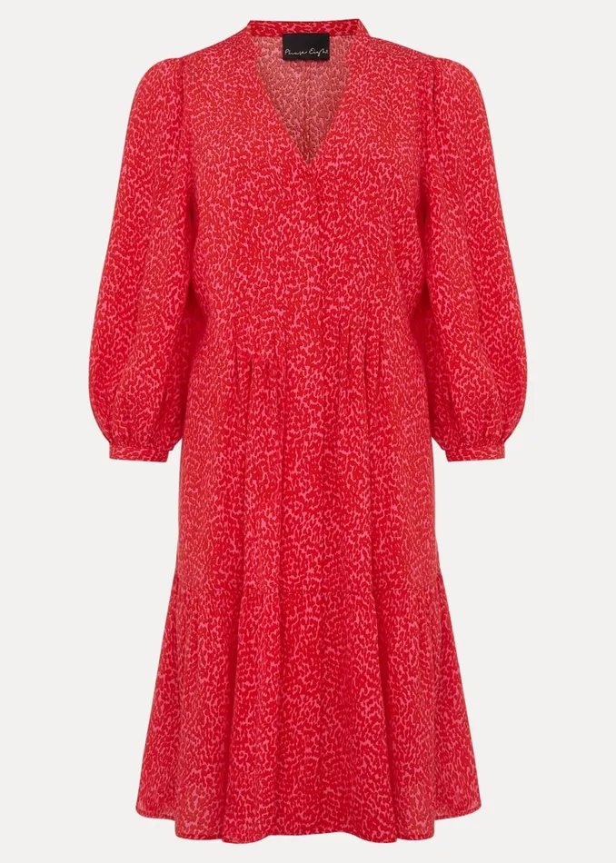 Women Phase Eight Day Dresses Penele Print Swing Dress Pinkred