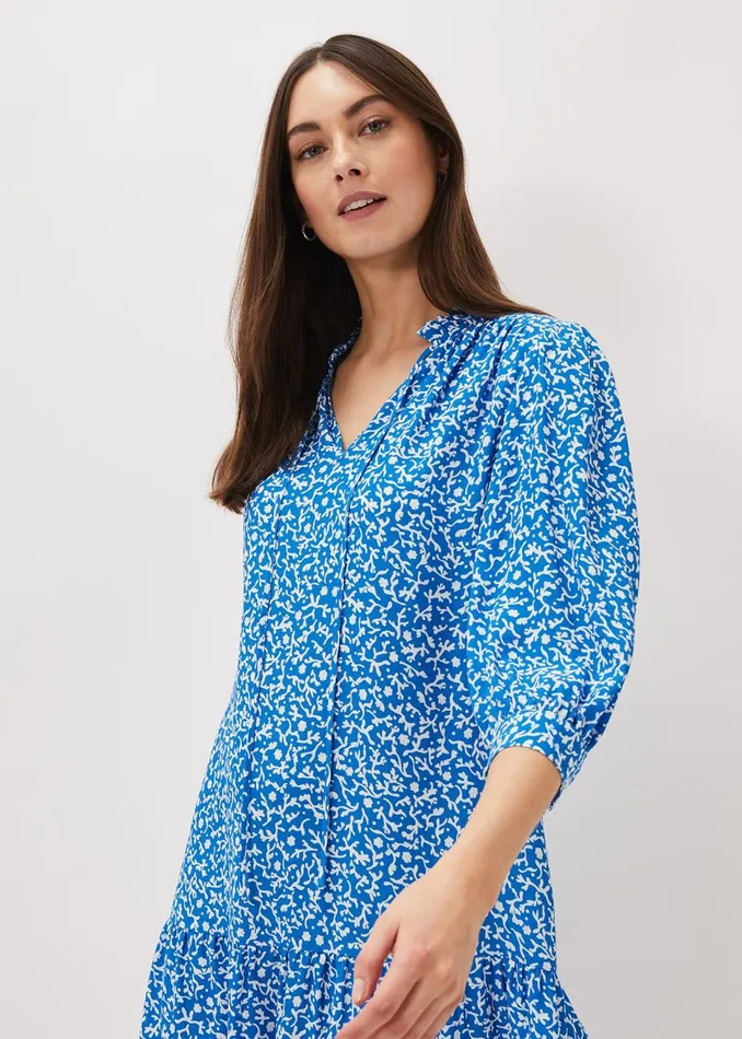 Women Phase Eight Day Dresses Penele Swing Dress Blueivory