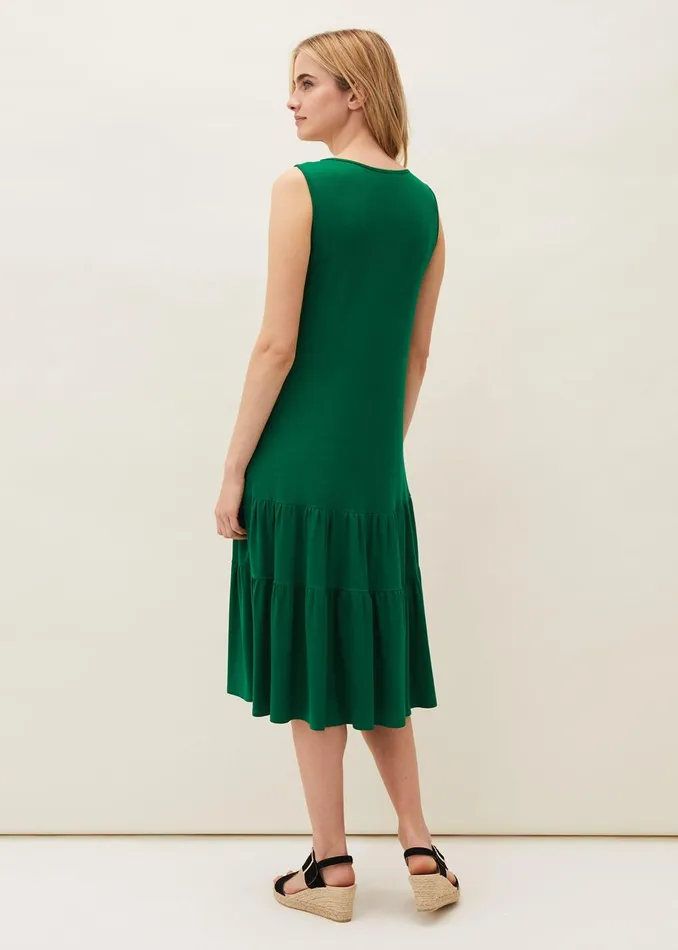 Women Phase Eight Day Dresses Penny Midi Jersey Dress Green