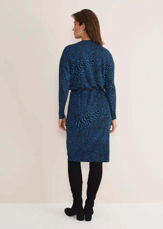 Women Phase Eight Day Dresses Pinna Print Jersey Dress Cobaltnavy