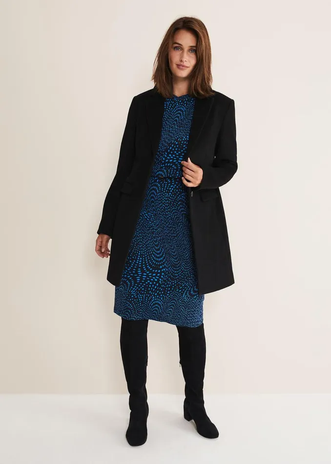 Women Phase Eight Day Dresses Pinna Print Jersey Dress Cobaltnavy