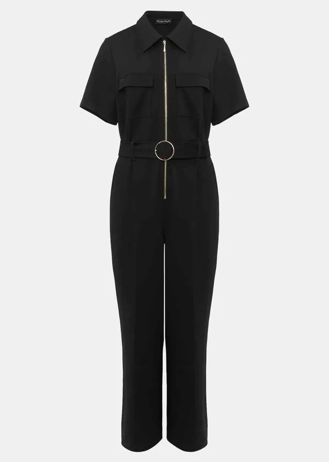 Women Phase Eight Day Dresses Polly Black Zip Jumpsuit Black
