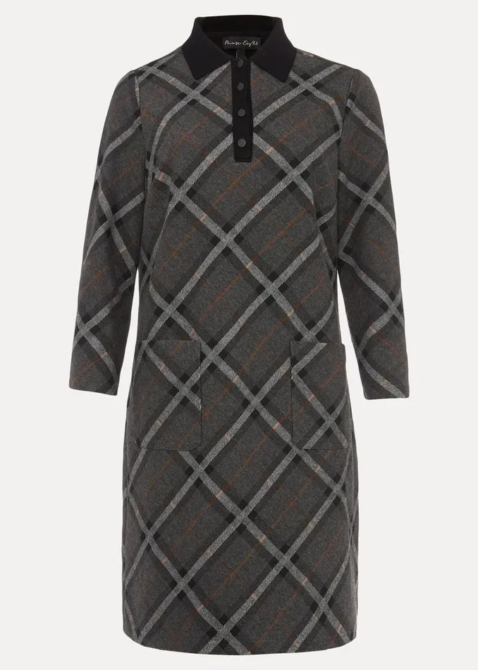 Women Phase Eight Day Dresses Rayia Check Tunic Dress Blackgrey