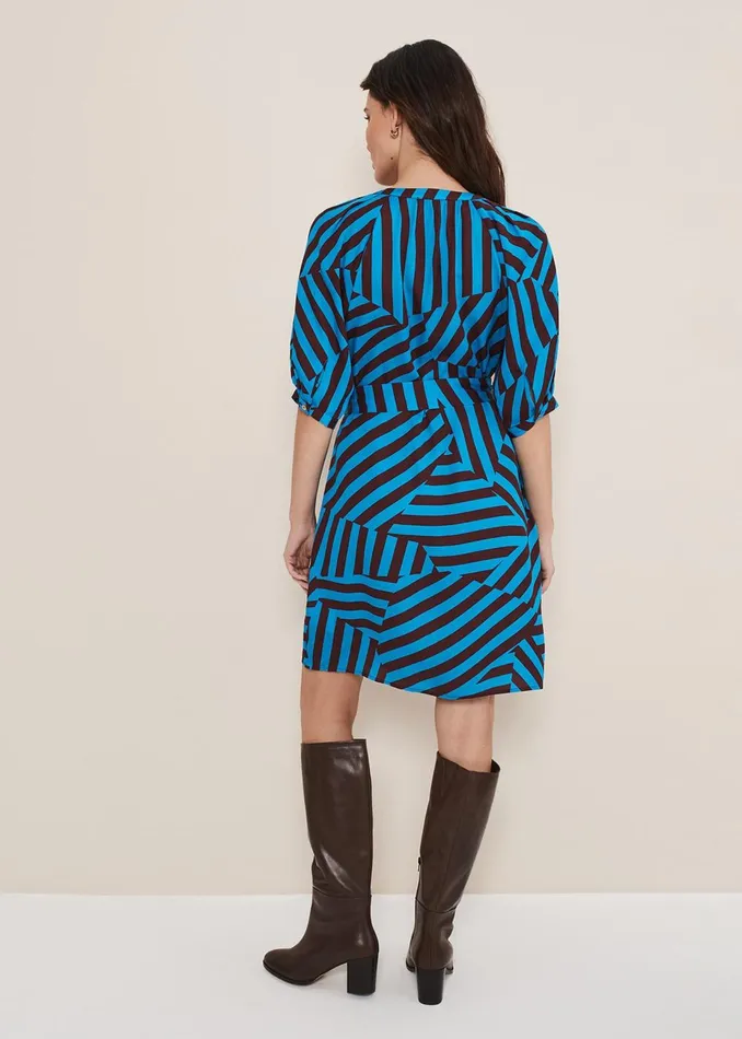 Women Phase Eight Day Dresses Rosella Striped Mini Dress Bluechocolate
