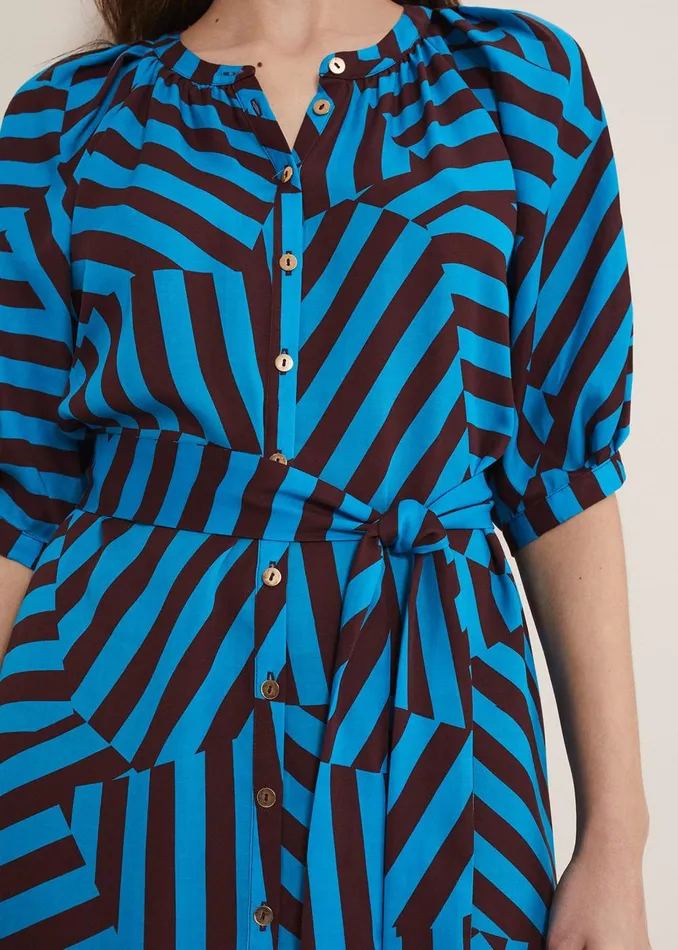 Women Phase Eight Day Dresses Rosella Striped Mini Dress Bluechocolate
