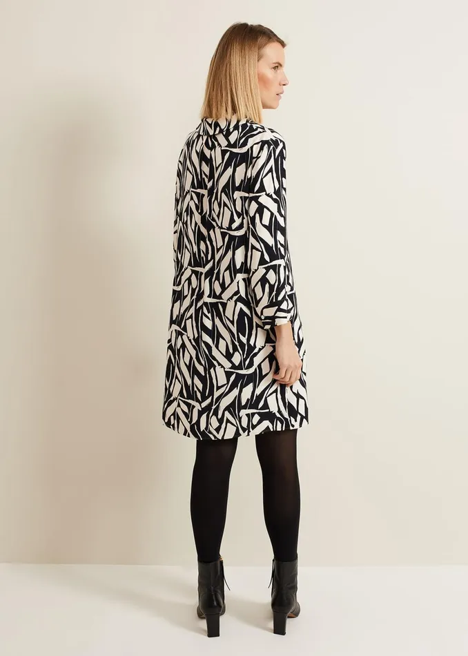 Women Phase Eight Day Dresses Ruby Geo Tunic Dress Black Multi