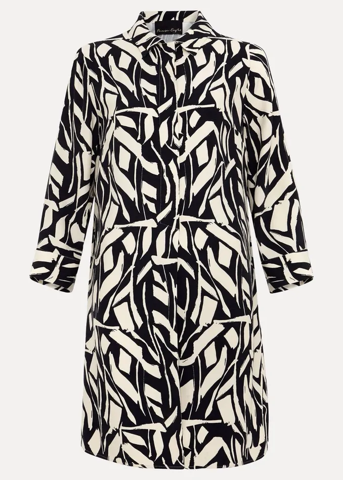 Women Phase Eight Day Dresses Ruby Geo Tunic Dress Black Multi