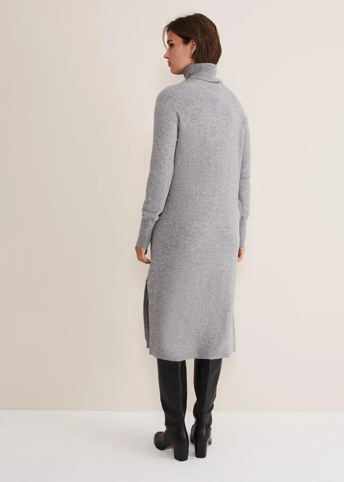 Women Phase Eight Day Dresses Seline Wool Cashmere Dress Mid Grey