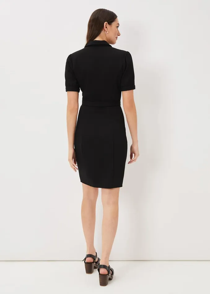 Women Phase Eight Day Dresses Shaden Zip Front Ponte Dress Black
