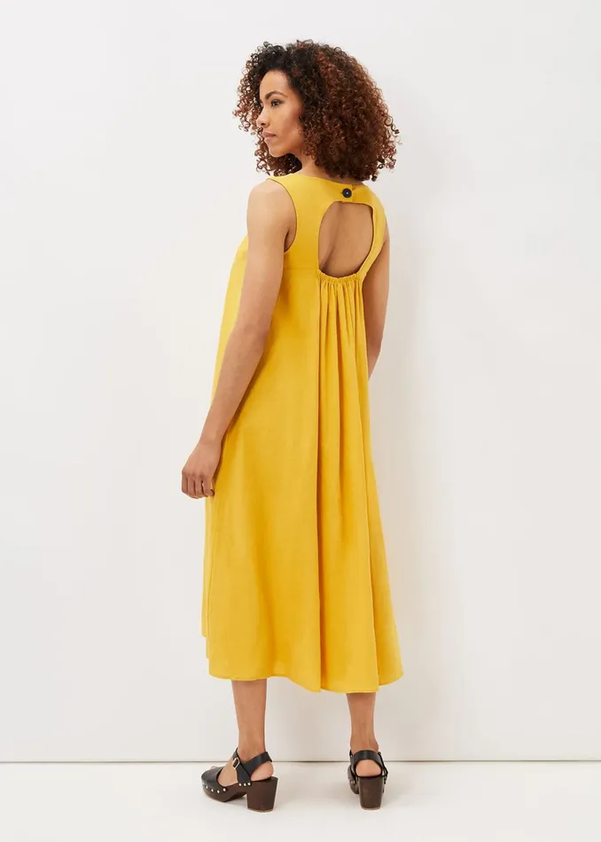 Women Phase Eight Day Dresses Sheila Linen Trapeze Open Back Dress Ochre