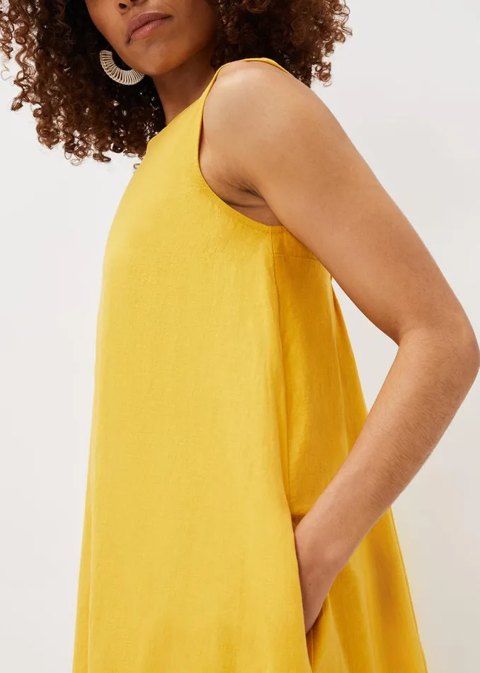 Women Phase Eight Day Dresses Sheila Linen Trapeze Open Back Dress Ochre