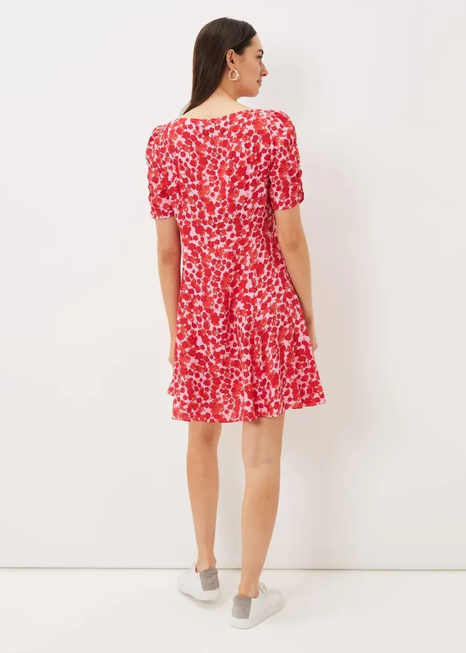 Women Phase Eight Day Dresses Sheryl Floral Tea Dress Pinkred
