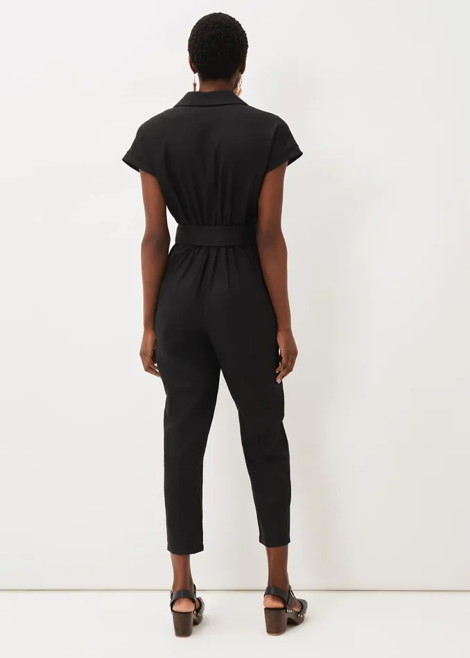 Women Phase Eight Day Dresses Spencer Linen Wide Leg Jumpsuit Black