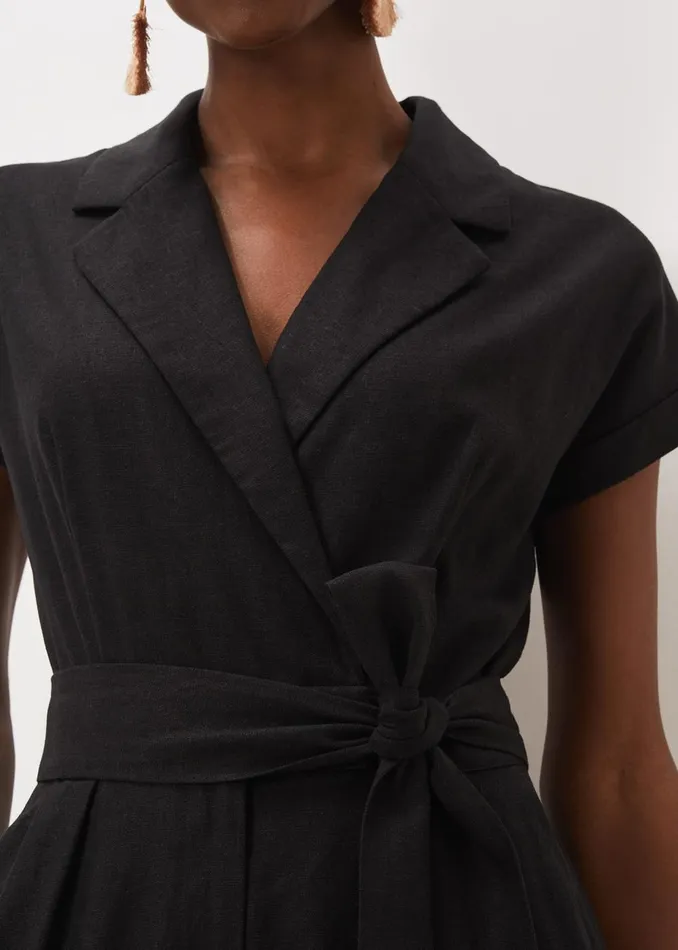 Women Phase Eight Day Dresses Spencer Linen Wide Leg Jumpsuit Black