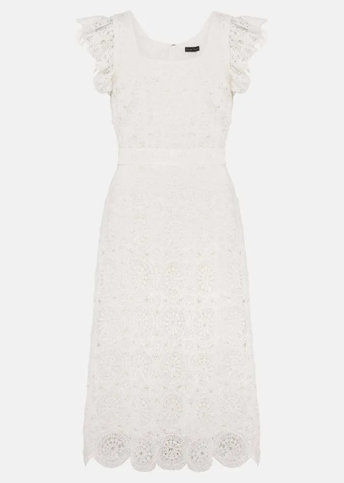 Women Phase Eight Day Dresses Tamari Crochet Knit Dress Ivory