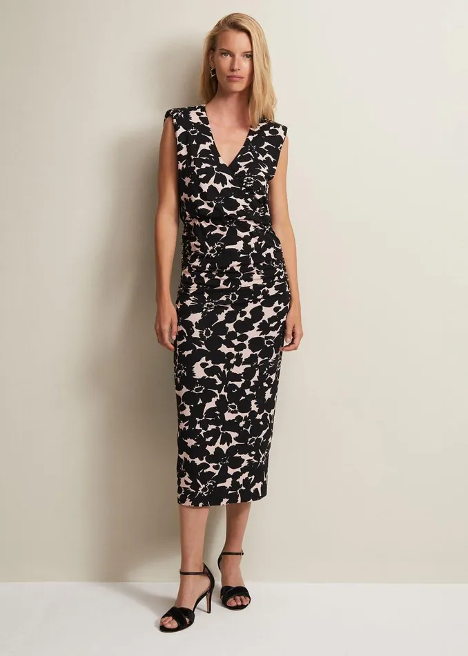 Women Phase Eight Day Dresses Taylor Floral Jersey Midi Dress Multicoloured