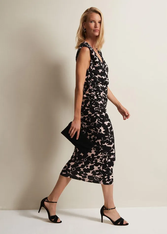 Women Phase Eight Day Dresses Taylor Floral Jersey Midi Dress Multicoloured