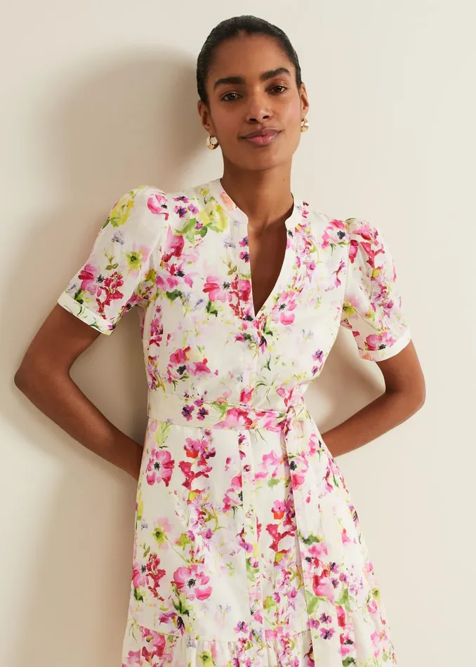 Women Phase Eight Day Dresses Velma Cotton Mini Dress Ivory