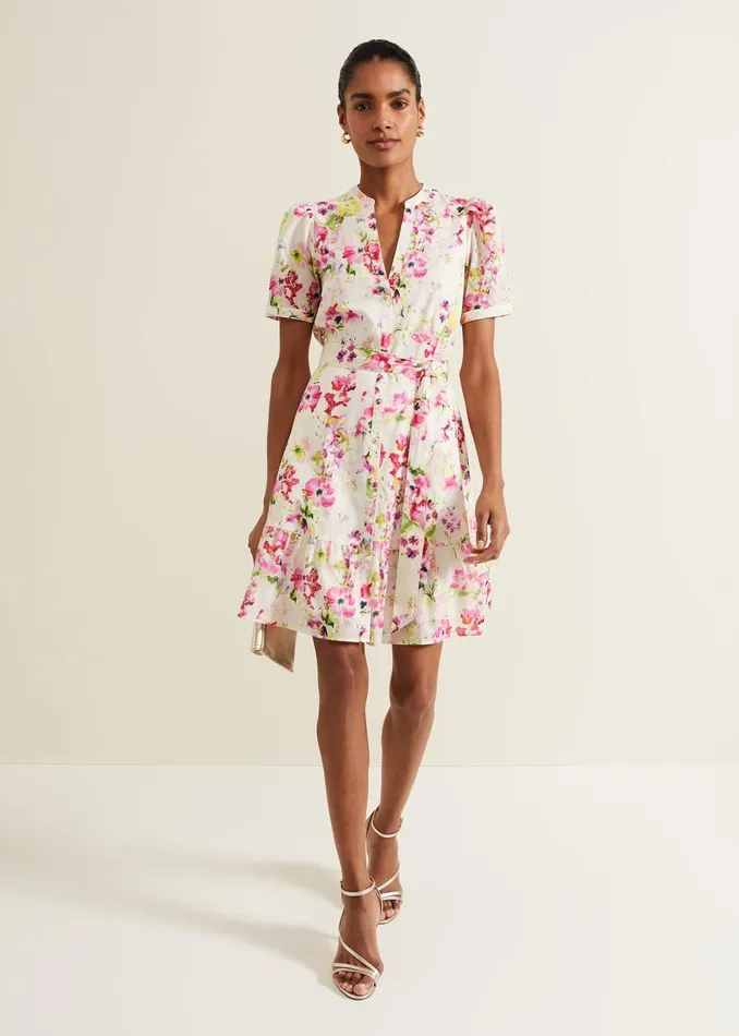 Women Phase Eight Day Dresses Velma Cotton Mini Dress Ivory