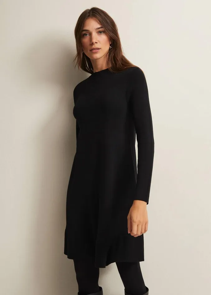 Women Phase Eight Day Dresses Vickie Fine Knit Mini Dress Black