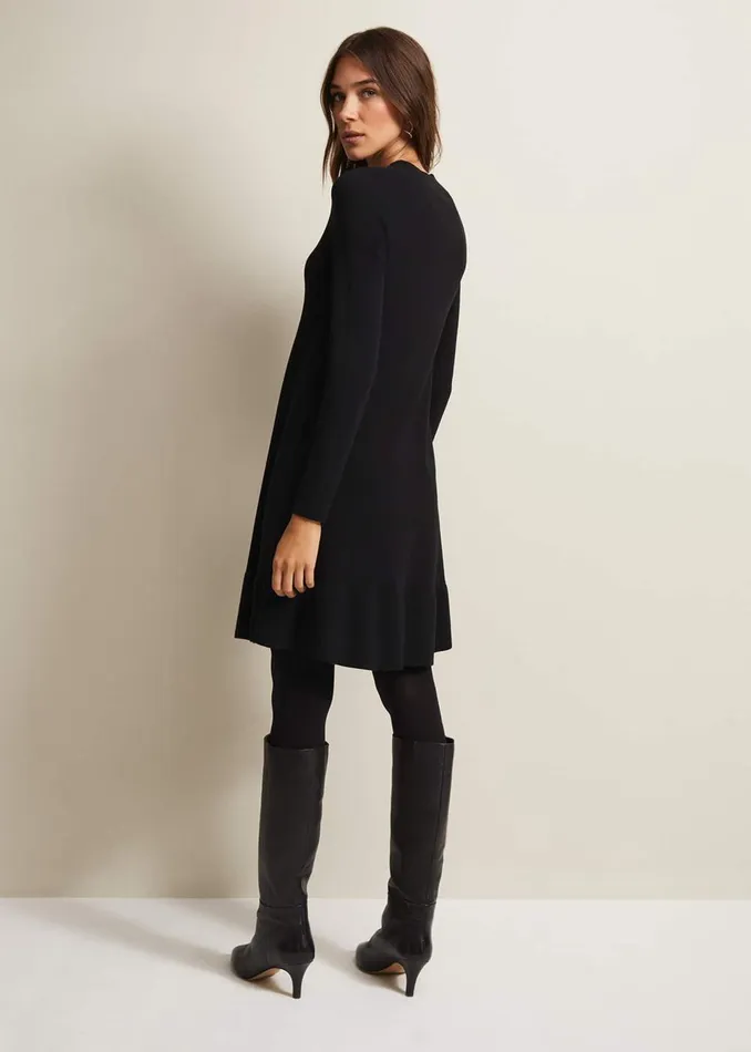 Women Phase Eight Day Dresses Vickie Fine Knit Mini Dress Black