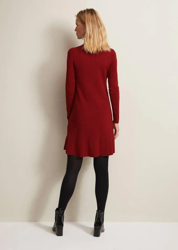 Women Phase Eight Day Dresses Vickie Fine Knit Mini Dress Red