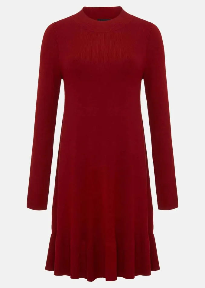 Women Phase Eight Day Dresses Vickie Fine Knit Mini Dress Red