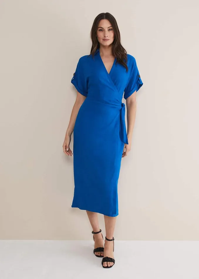 Women Phase Eight Day Dresses Yasse Linen Shirt Dress Blue