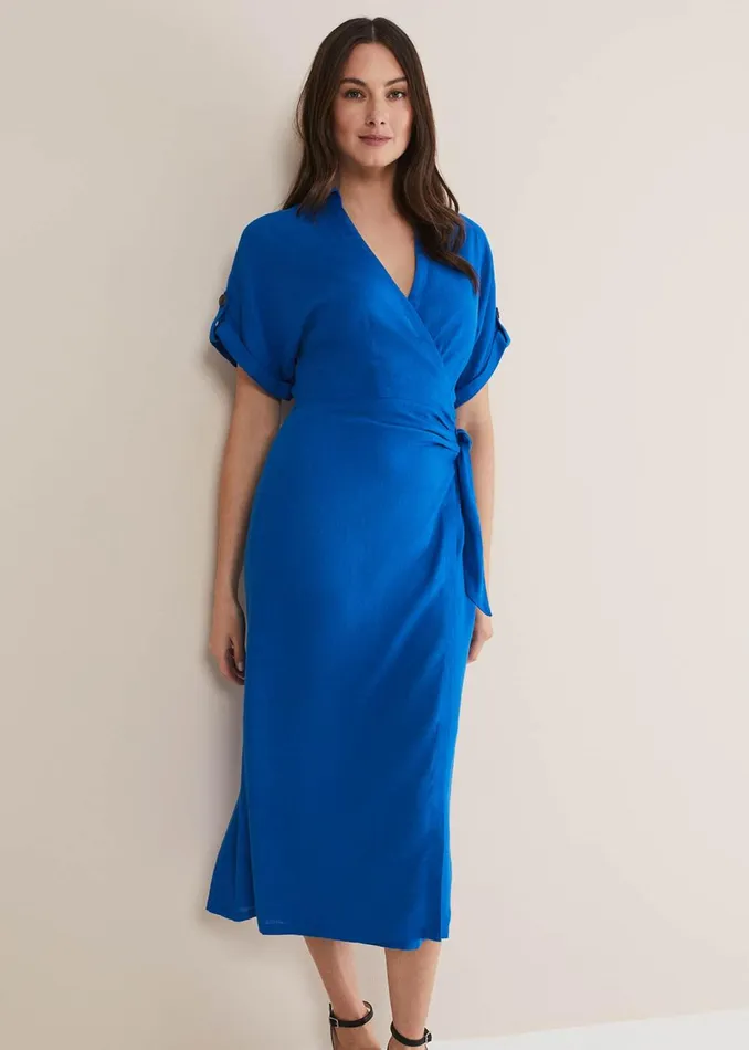 Women Phase Eight Day Dresses Yasse Linen Shirt Dress Blue