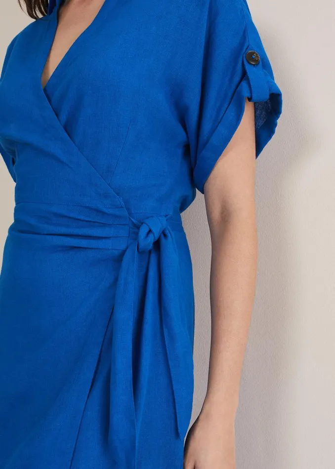 Women Phase Eight Day Dresses Yasse Linen Shirt Dress Blue