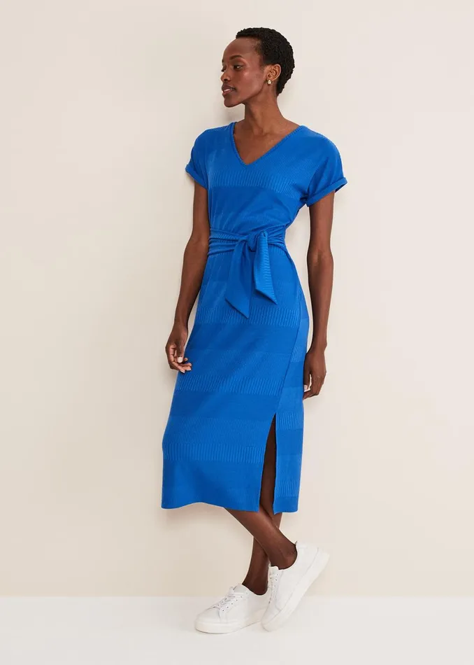 Women Phase Eight Day Dresses Yazmina Jersey Midi Dress Blue