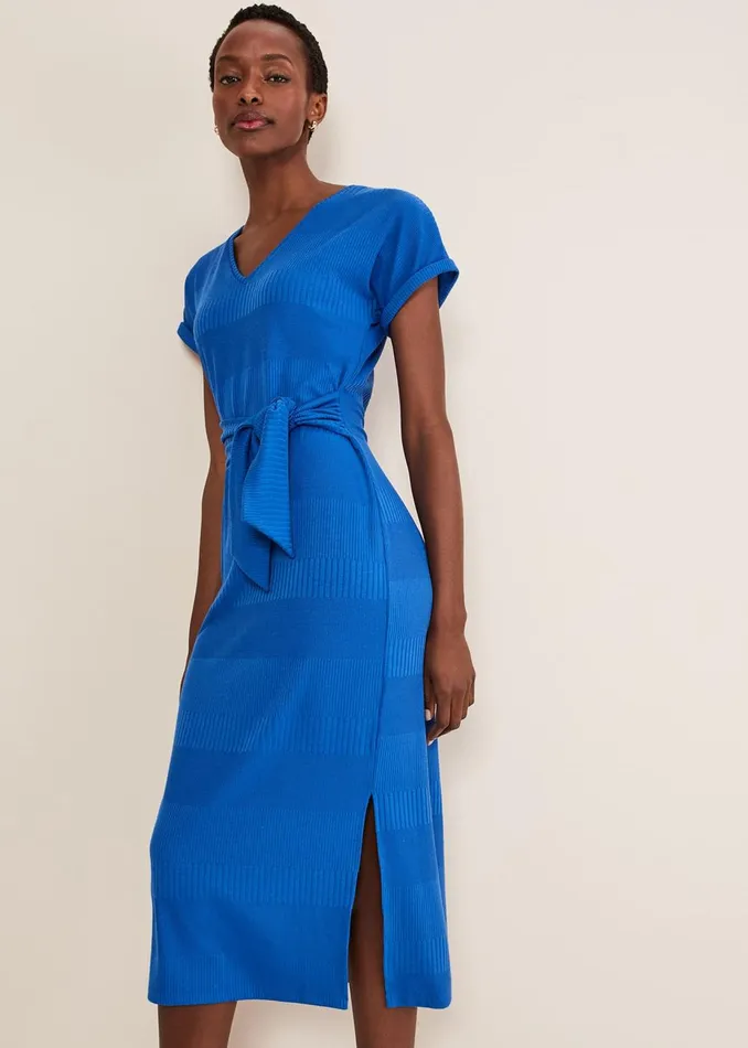 Women Phase Eight Day Dresses Yazmina Jersey Midi Dress Blue