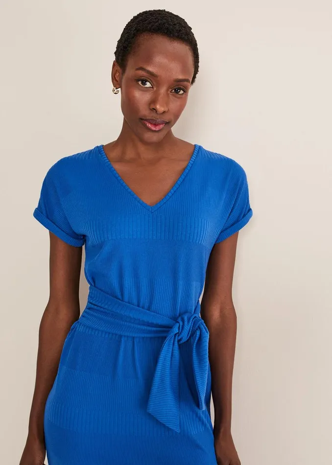 Women Phase Eight Day Dresses Yazmina Jersey Midi Dress Blue