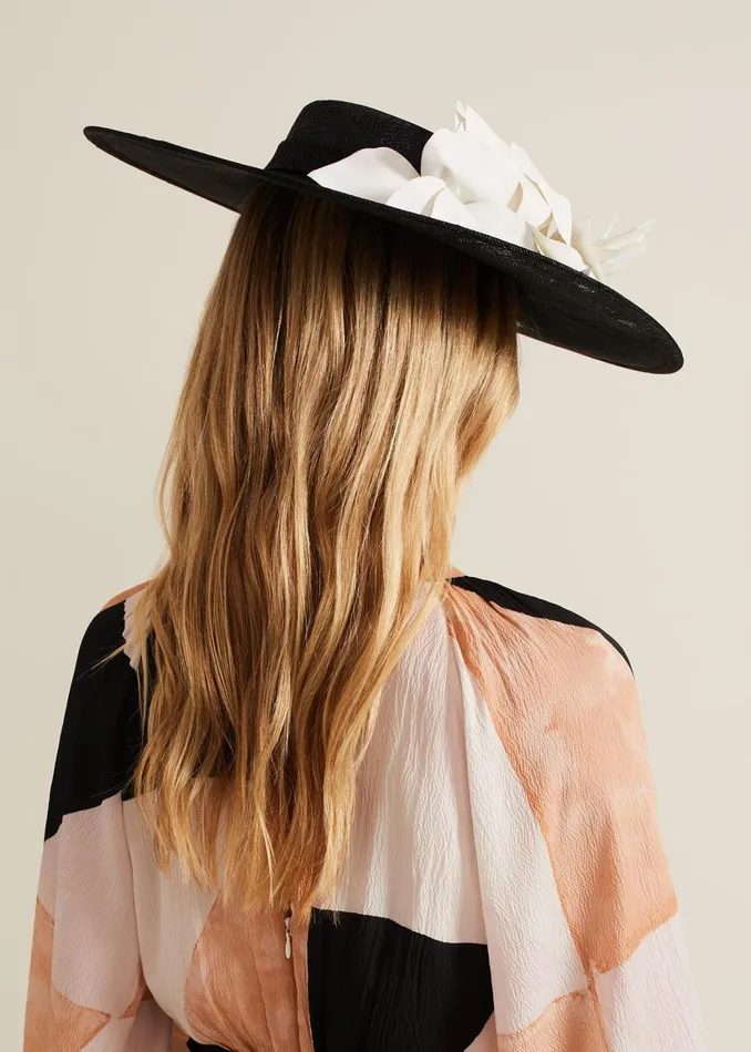 Women Phase Eight Fascinators and Hats 3d Flower Statement Boater Fascinator Blackivory