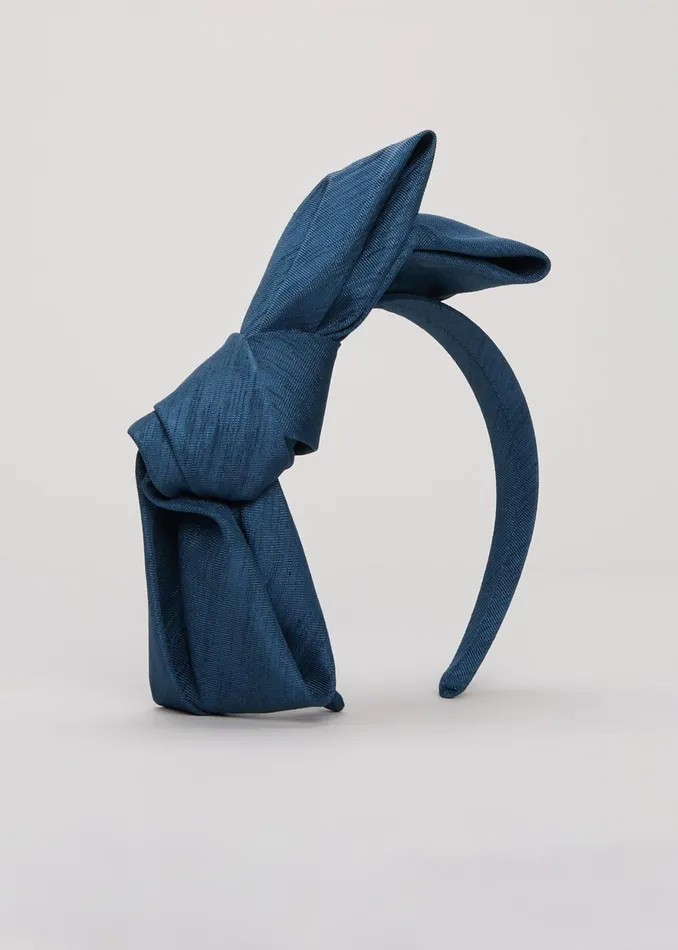 Women Phase Eight Fascinators and Hats Blue Silk Bow Headband Teal