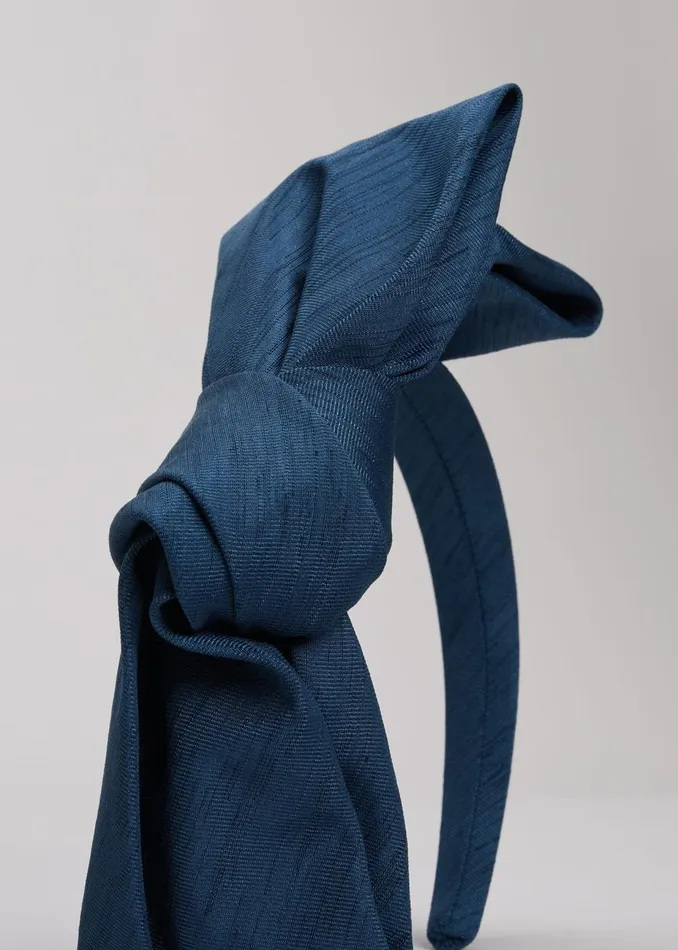 Women Phase Eight Fascinators and Hats Blue Silk Bow Headband Teal