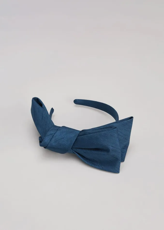 Women Phase Eight Fascinators and Hats Blue Silk Bow Headband Teal