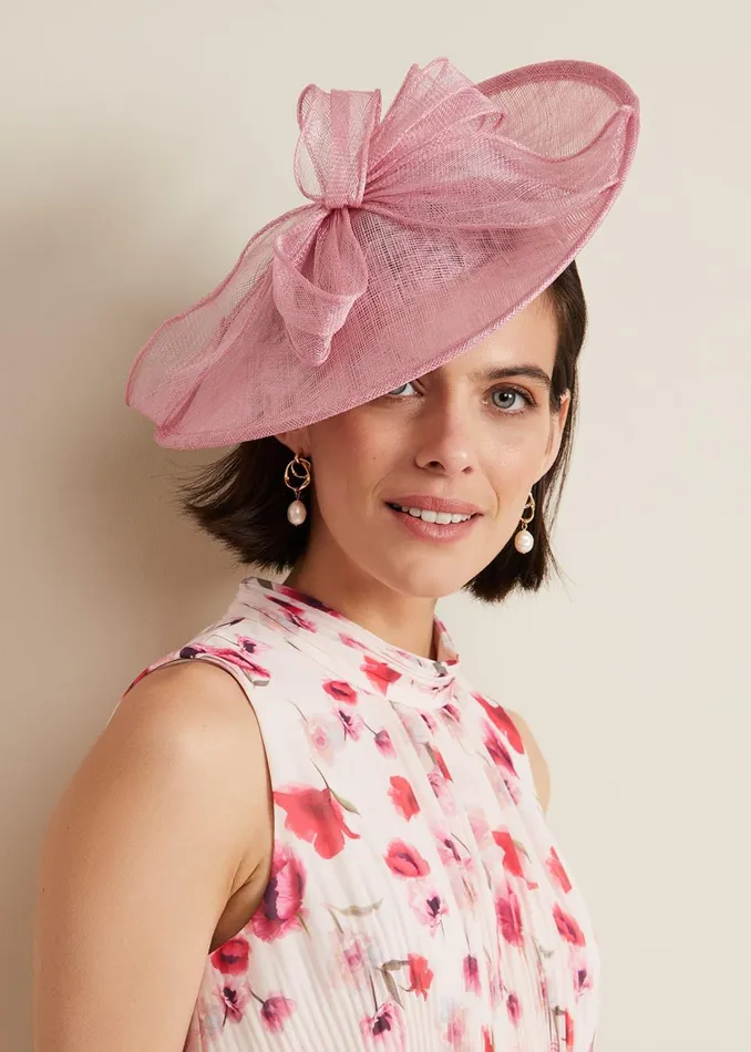 Women Phase Eight Fascinators and Hats Bow Detail Oval Fascinator Pink