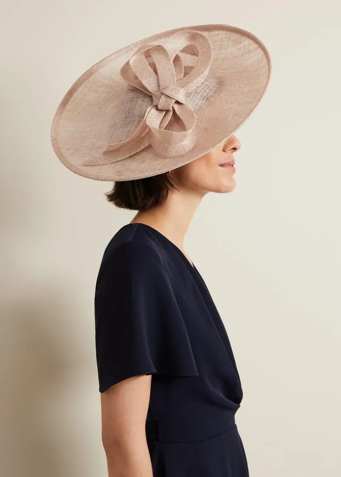 Women Phase Eight Fascinators and Hats Bow Detail Statement Disc Fascinator Latte