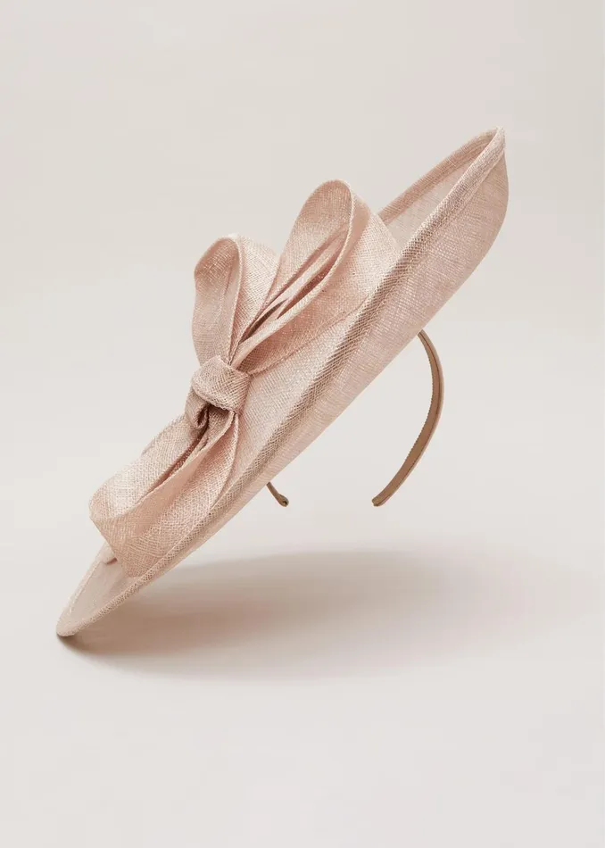Women Phase Eight Fascinators and Hats Bow Detail Statement Disc Fascinator Latte