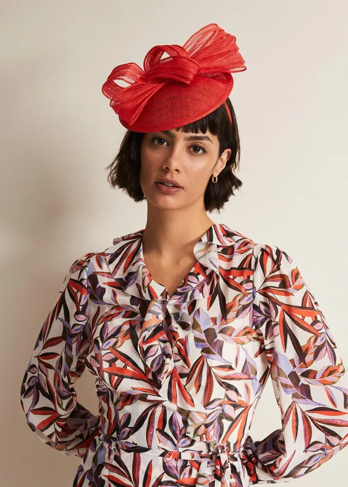 Women Phase Eight Fascinators and Hats Bow Midi Disc Fascinator Vermillion