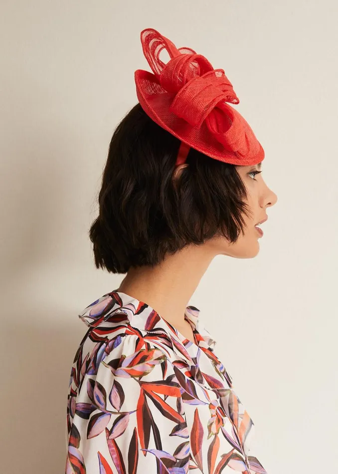 Women Phase Eight Fascinators and Hats Bow Midi Disc Fascinator Vermillion