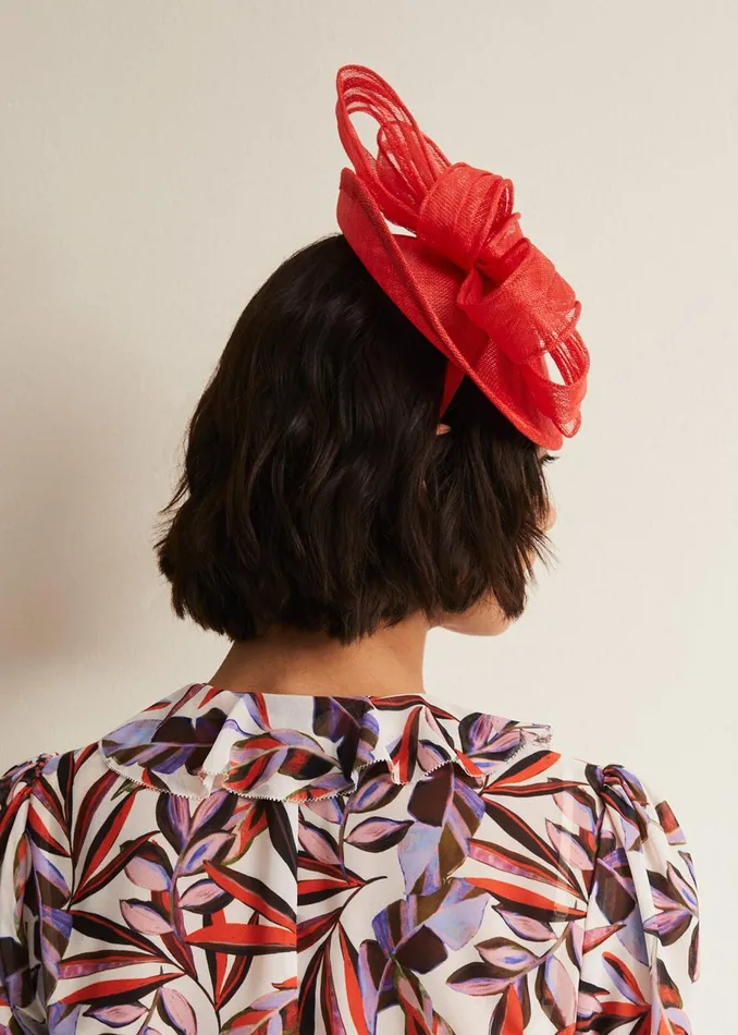 Women Phase Eight Fascinators and Hats Bow Midi Disc Fascinator Vermillion
