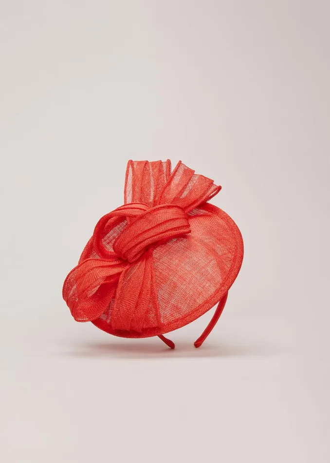Women Phase Eight Fascinators and Hats Bow Midi Disc Fascinator Vermillion