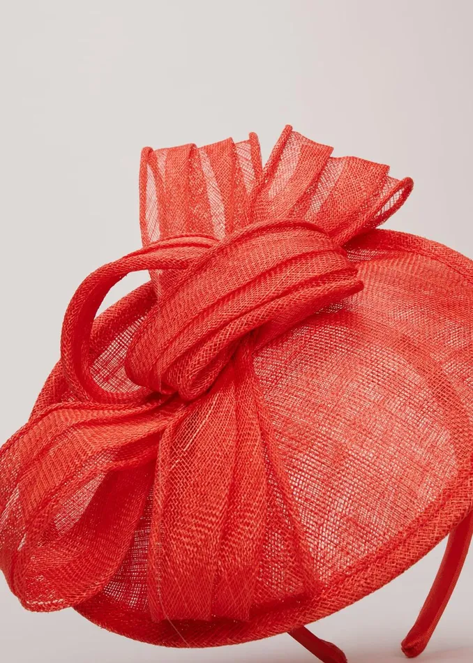Women Phase Eight Fascinators and Hats Bow Midi Disc Fascinator Vermillion