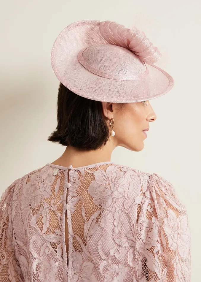 Women Phase Eight Fascinators and Hats Bow Twist Back Disc Fascinator Pale Pink