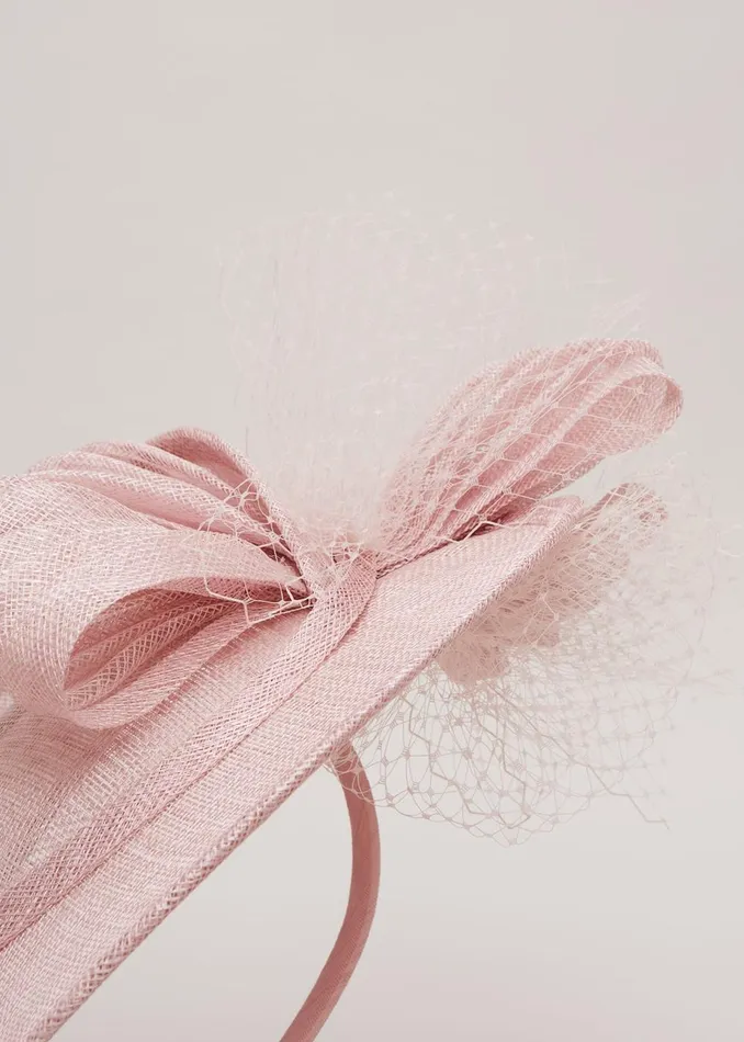 Women Phase Eight Fascinators and Hats Bow Twist Back Disc Fascinator Pale Pink